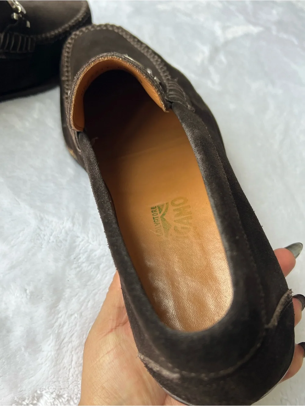 Salvatore Ferragamo Dark Brown Suede Gancini Bit Loafers